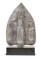 Limestone Relief With Buddha And Limestone Relief With Buddha And