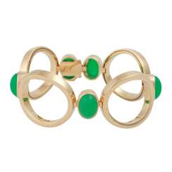 Bracelet with 5 oval chrysoprase cabochons Bracelet with 5 oval chrysoprase cabochons