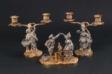 Some part of gilded silver candelabra m Some part of gilded silver candelabra m