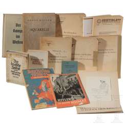 Captain Fritz Gutwillinger - 13 books, with two portfolios "Watercolors from Hitler" and "Painters as Soldiers", a room picture album "The Struggle in the West" and booklets from the Foreign Office 1939-41 Captain Fritz Gutwillinger - 13 books, with two portfolios "Watercolors from Hitler" and "Painters as Soldiers", a room picture album "The Struggle in the West" and booklets from the Foreign Office 1939-41