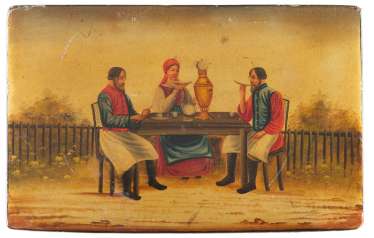 LACQUER BOX WITH TEA DRINKERS LACQUER BOX WITH TEA DRINKERS