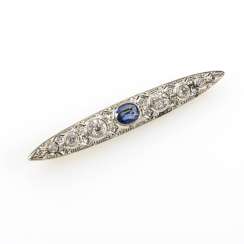 Art Deco brooch with sapphire and old European cut diamonds Art Deco brooch with sapphire and old European cut diamonds