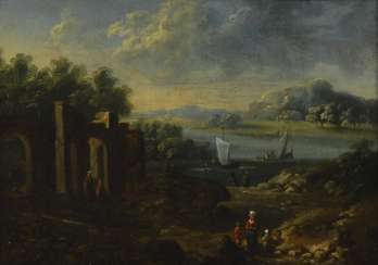 BAETS, Marc attributed to: river landscape with Staffage BAETS, Marc attributed to: river landscape with Staffage