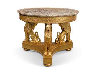 A LATE EMPIRE GILTWOOD CENTRE TABLE A LATE EMPIRE GILTWOOD CENTRE TABLE