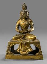 Fire-gilt Bronze of Amitayus on a throne Fire-gilt Bronze of Amitayus on a throne