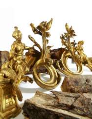 Pair of chimney-horns with seated Chinese couple Style Louis XV Pair of chimney-horns with seated Chinese couple Style Louis XV