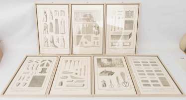 DIDEROT ET d'ALEMBERT, 7 Points de suture à partir Tailleur d‘Habits, Outils, Gravure, France, le 18. Siècle DIDEROT ET d'ALEMBERT, 7 Points de suture à partir Tailleur d‘Habits, Outils, Gravure, France, le 18. Siècle
