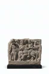 A GRAY SCHIST RELIEF DEPICTING THE GREAT DEPARTURE A GRAY SCHIST RELIEF DEPICTING THE GREAT DEPARTURE