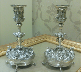 Pair of candlesticks in a neo-Baroque style Pair of candlesticks in a neo-Baroque style