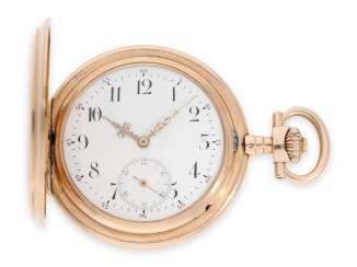 Pocket watch: rare, extra-large IWC Savonnette in rose gold, special caliber, CA. 1905 Pocket watch: rare, extra-large IWC Savonnette in rose gold, special caliber, CA. 1905