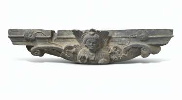 A RARE GRAY SCHIST CAPITAL DEPICTING A BODHISATTVA A RARE GRAY SCHIST CAPITAL DEPICTING A BODHISATTVA