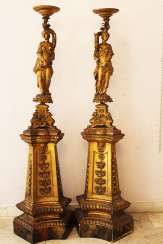 Pair of Genoese Palace Hall lamp Stands Pair of Genoese Palace Hall lamp Stands
