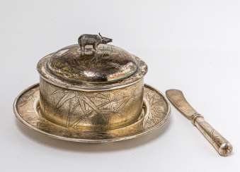 Can, plate and knife Can, plate and knife