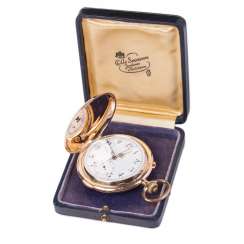 14K gold 3 cover a quarter repeater with chronograph in original box 14K gold 3 cover a quarter repeater with chronograph in original box