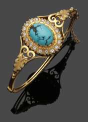 A Representative Set Of Turquoise-And-Diamond Bangle A Representative Set Of Turquoise-And-Diamond Bangle