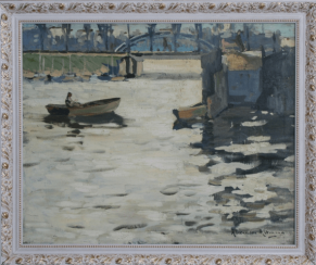 Barges on the river.Altman, Alexander Barges on the river.Altman, Alexander