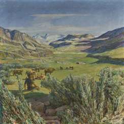 Shepherd with cows on pasture Shepherd with cows on pasture