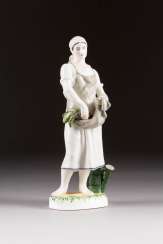 RARE PORCELAIN FIGURINE 'GARDENER WITH VEGETABLES IN THE APRON' RARE PORCELAIN FIGURINE 'GARDENER WITH VEGETABLES IN THE APRON'