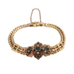 Biedermeier bracelet with emeralds and old European cut diamonds Biedermeier bracelet with emeralds and old European cut diamonds