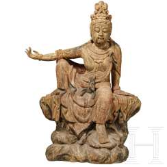 Statue de Guanyin, bois de balsa, Chine, 18e - 19e siècle Statue de Guanyin, bois de balsa, Chine, 18e - 19e siècle