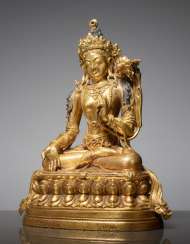 FIRE GILDED BRONZE, THE ORNATE BODHISATTVA SITATARA FIRE GILDED BRONZE, THE ORNATE BODHISATTVA SITATARA