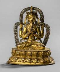 Fine fire-gilded Bronze Shadakshari, some with silver pad Fine fire-gilded Bronze Shadakshari, some with silver pad