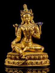Fine fire-gilded Bronze of Syamatara with lapis lazuli inserts Fine fire-gilded Bronze of Syamatara with lapis lazuli inserts