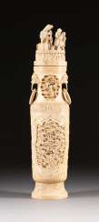 LARGE IVORY LID VASE China LARGE IVORY LID VASE China