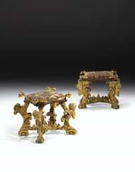 A PAIR OF ITALIAN GILTWOOD STOOLS A PAIR OF ITALIAN GILTWOOD STOOLS