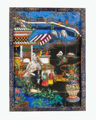 Chinese reverse glass painting, framed, 18. century Chinese reverse glass painting, framed, 18. century