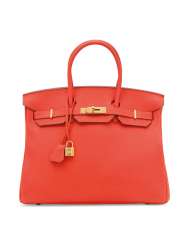 A ROSE JAÏPUR CLÉMENCE LEATHER BIRKIN 35 WITH GOLD HARDWARE A ROSE JAÏPUR CLÉMENCE LEATHER BIRKIN 35 WITH GOLD HARDWARE