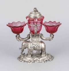 Silver table decorations with elephants, Silver table decorations with elephants,