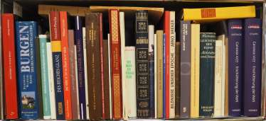 A library held, among other things, art history. A library held, among other things, art history.