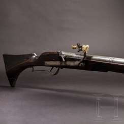 Heavy matchlock trombone rifle, Netherlands, around 1620 Heavy matchlock trombone rifle, Netherlands, around 1620