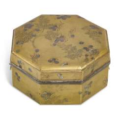 A LACQUER CAKE BOX (KASHIBAKO) WITH SCATTERED CHERRY BLOSSOMS A LACQUER CAKE BOX (KASHIBAKO) WITH SCATTERED CHERRY BLOSSOMS