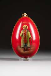 LARGE EASTER EGG WITH HOLY MIKHAIL TWERSKI AND THE DESCENT OF CHRIST TO HELL Russia LARGE EASTER EGG WITH HOLY MIKHAIL TWERSKI AND THE DESCENT OF CHRIST TO HELL Russia