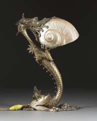 FANCY dragon lamp WITH NAUTILUS SHELL France, around 1900 FANCY dragon lamp WITH NAUTILUS SHELL France, around 1900