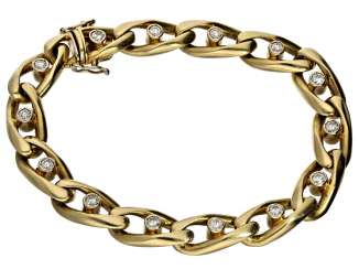 Bracelet: heavy and solid, very high quality crafted vintage wrought gold bracelet with brilliant trim, approx. of 1.4 ct Bracelet: heavy and solid, very high quality crafted vintage wrought gold bracelet with brilliant trim, approx. of 1.4 ct