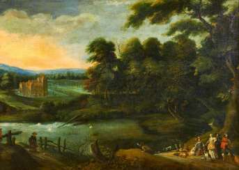 Vast landscape with castle in Park Vast landscape with castle in Park