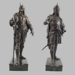 Bronze "Warriors of West and East" France, 19th century, E. Picauit Bronze "Warriors of West and East" France, 19th century, E. Picauit