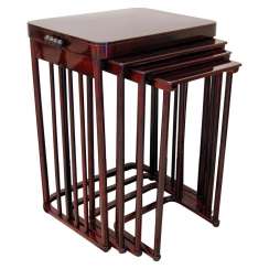J & J Kohn Art Nouveau Set of Side Tables Josef Hoffmann Mahogany Stained ca. 1900 J & J Kohn Art Nouveau Set of Side Tables Josef Hoffmann Mahogany Stained ca. 1900