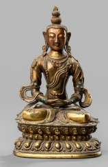 Fire-gilt Bronze of Amitayus on a Lotus Fire-gilt Bronze of Amitayus on a Lotus