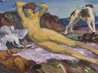 Naked Diana with dogs and prey Naked Diana with dogs and prey