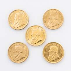 South Africa/GOLD - 5 x 1 oz Krugerrand, South Africa/GOLD - 5 x 1 oz Krugerrand,