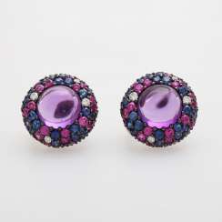 Ear clip plug W / Amethyst Cabochons occupied Ear clip plug W / Amethyst Cabochons occupied