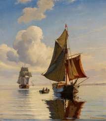 Sailors on calm seas off the coast Sailors on calm seas off the coast