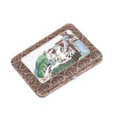 Cigarette case with miniature from the tale of Tsar Saltan Cigarette case with miniature from the tale of Tsar Saltan