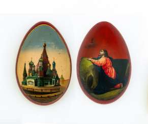Paint Easter egg with Christ on the mount of Olives and Cathedral Paint Easter egg with Christ on the mount of Olives and Cathedral