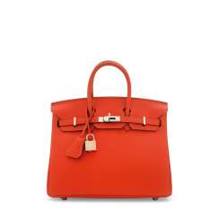 A ROUGE PIVOINE TOGO LEATHER BIRKIN 25 WITH PALLADIUM HARDWARE A ROUGE PIVOINE TOGO LEATHER BIRKIN 25 WITH PALLADIUM HARDWARE