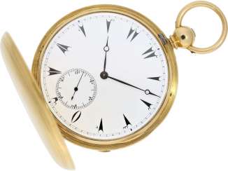 Pocket watch: extremely rare 18K gold savonnette with 8-day movement, England for the Ottoman market, L. Gaebert London No. 1424, Hallmarks 1857 Pocket watch: extremely rare 18K gold savonnette with 8-day movement, England for the Ottoman market, L. Gaebert London No. 1424, Hallmarks 1857